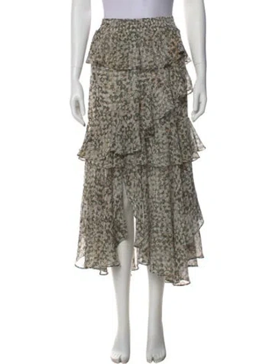 Pre-owned Misa Animal Print Midi Length Skirt In Green