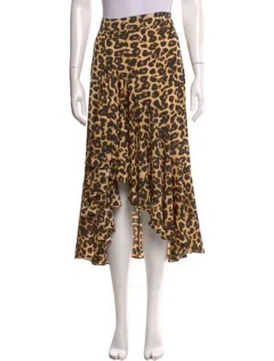 Pre-owned Misa Animal Print Midi Length Skirt In Neutral