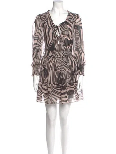 Pre-owned Misa Animal Print Mini Dress In Black