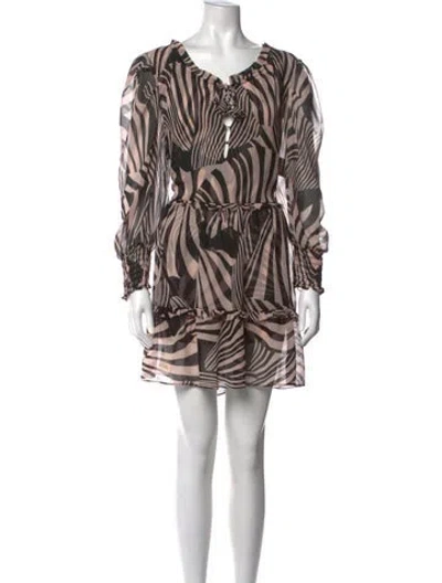 Pre-owned Misa Animal Print Mini Dress In Black