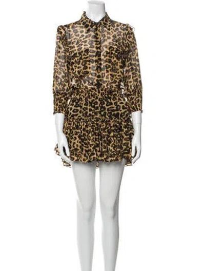 Pre-owned Misa Animal Print Mini Dress In Blue