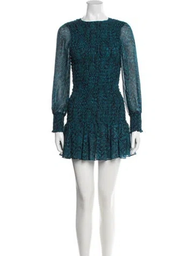 Pre-owned Misa Animal Print Mini Dress In Blue