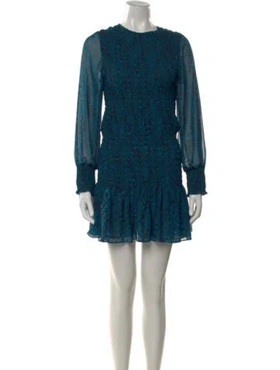 Pre-owned Misa Animal Print Mini Dress In Blue