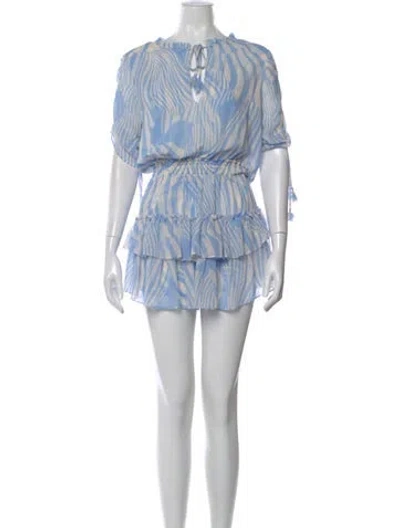 Pre-owned Misa Animal Print Mini Dress In Blue