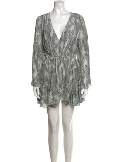 Pre-owned Misa Animal Print Mini Dress In Blue