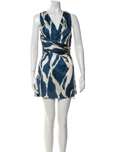 Pre-owned Misa Animal Print Mini Dress In Blue