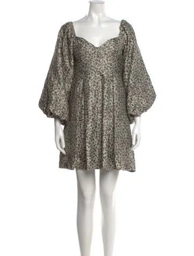 Pre-owned Misa Animal Print Mini Dress In Gray