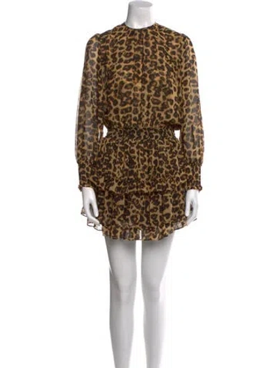 Pre-owned Misa Animal Print Mini Dress In Neutral