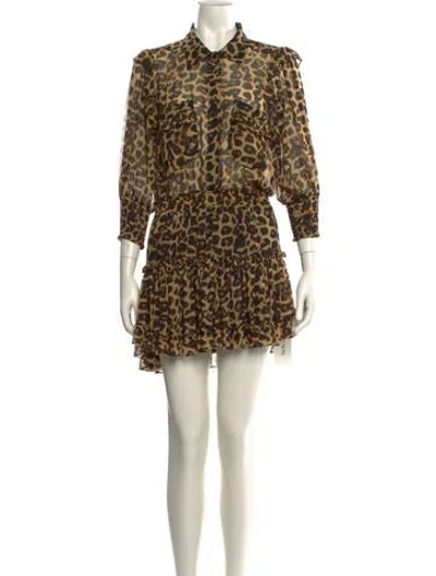 Pre-owned Misa Animal Print Mini Dress In Neutral