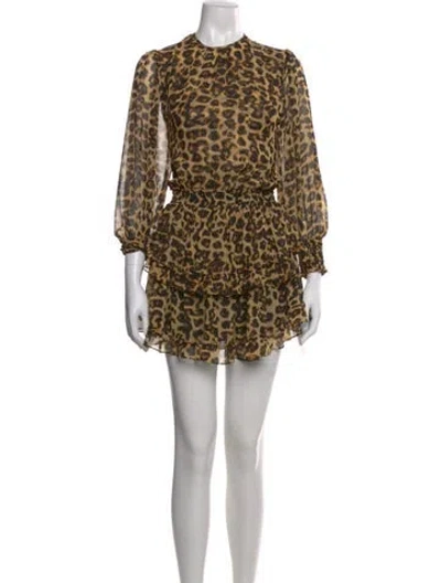 Pre-owned Misa Animal Print Mini Dress In Neutral