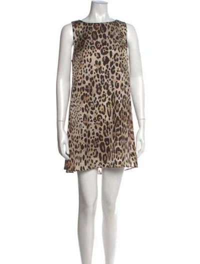 Pre-owned Misa Animal Print Mini Dress In Neutral