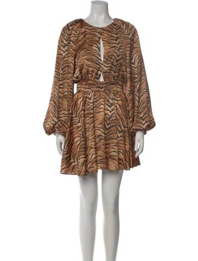 Pre-owned Misa Animal Print Mini Dress In Neutral