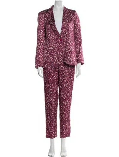Pre-owned Misa Animal Print Pantsuit In Burgundy/pink