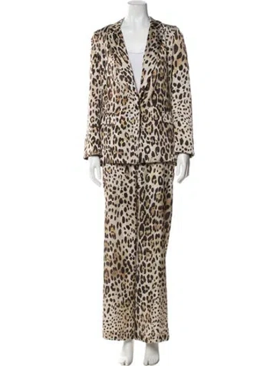 Pre-owned Misa Animal Print Pantsuit In Neutral