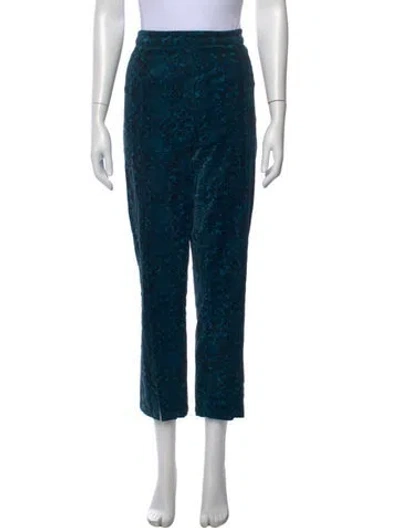 Pre-owned Misa Animal Print Straight Leg Pants In Blue