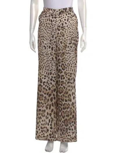 Pre-owned Misa Animal Print Wide Leg Pants In Neutral