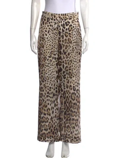 Pre-owned Misa Animal Print Wide Leg Pants In Neutrals