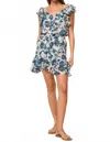 Misa Luca Ruffle-trimmed Top In Indigo Teal Blooms In Blue