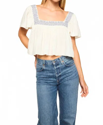 Misa Anju Top In Ivory Embroidery In White
