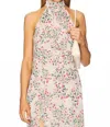 Misa Anka Sleeveless Halter Top In Spring Ditsy Chiffon In Green