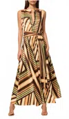 Misa Anabella Geometric Scarf Midi Dress In Multi