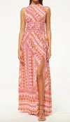 Misa Aranita Slit Maxi Dress In Pink In Multi