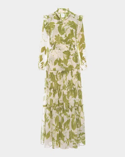 Misa Arhea Chiffon Midi Dress In Green Goddess Chf