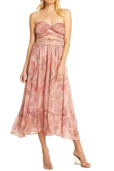 Misa Arianne Dress In Muted Paisley In Pink