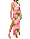Misa Athena Curve-hugging Maxi Dress In Hibiscus In Brown