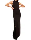 Misa Athena Sleeveless Side-slit Maxi Bodycon Dress In Black