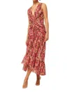 Misa Ava Sleeveless Twisted Floral Midi Dress In Multi