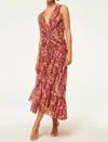 Misa Ava Sleeveless Twisted Floral Midi Dress In Multi