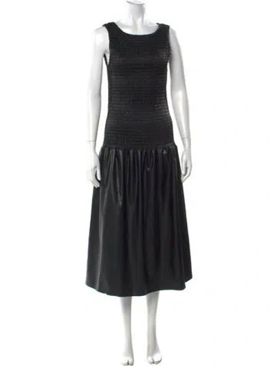 Pre-owned Misa Bateau Neckline Long Dress In Black