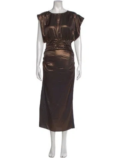 Pre-owned Misa Bateau Neckline Long Dress W/ Tags In Brown