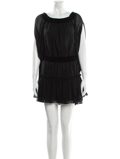 Pre-owned Misa Bateau Neckline Mini Dress In Black