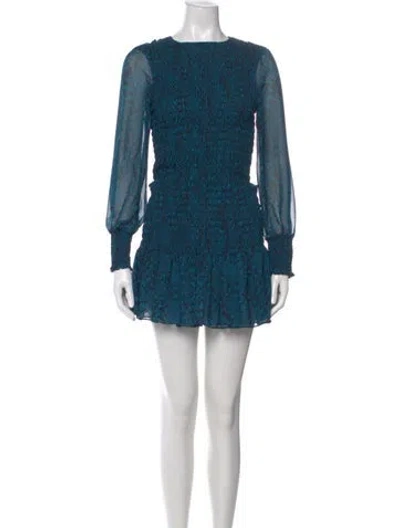 Pre-owned Misa Bateau Neckline Mini Dress In Blue