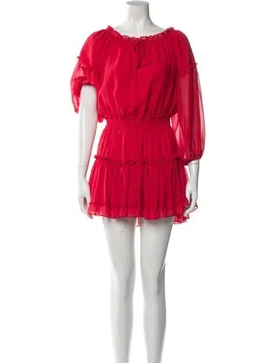 Pre-owned Misa Bateau Neckline Mini Dress In Red