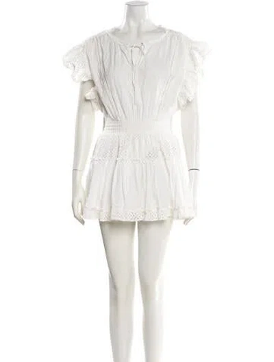 Pre-owned Misa Bateau Neckline Mini Dress In White