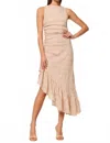 Misa Bertha Midi Dress In Mocha Gingham In Neutral