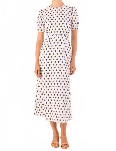 Misa Blanche Midi Dress In Navy In White