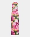 Misa Blurred Hibiscus Mesh Athena Dress In Blurred Hibiscus Msh