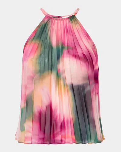 Misa Blurred Hibiscus Myra Chiffon Top In Blurred Hibiscus Chf
