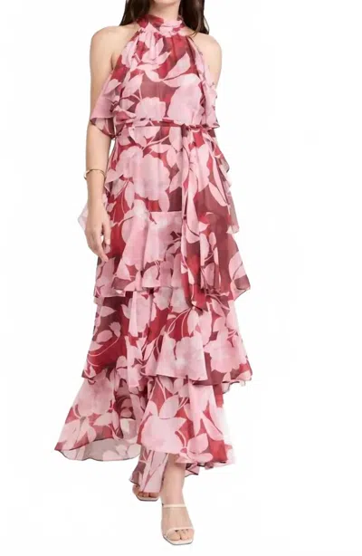 Misa Calissa Dress In Floral Pink In Multi