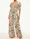 Misa Selena Floral Slit-cuff Wide-leg Pants In Multi