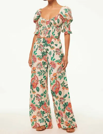 Misa Selena Floral Slit-cuff Wide-leg Pants In Multi
