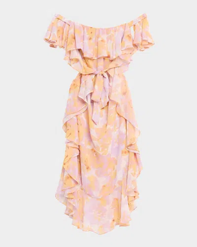 Misa Carla Floral Off-shoulder Maxi Dress In Black