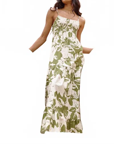 Misa Carmela Dress In Green Goddess Poplin In Multi