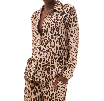 Misa Celine Button-down Top In Leopard Print In Multi