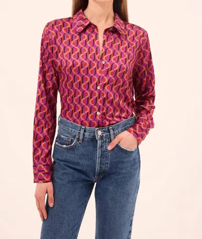 Misa Celine Long Sleeve Top In Geo Sixty In Multi