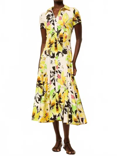 Misa Charlene Dress In Lucent Blooms In Yellow